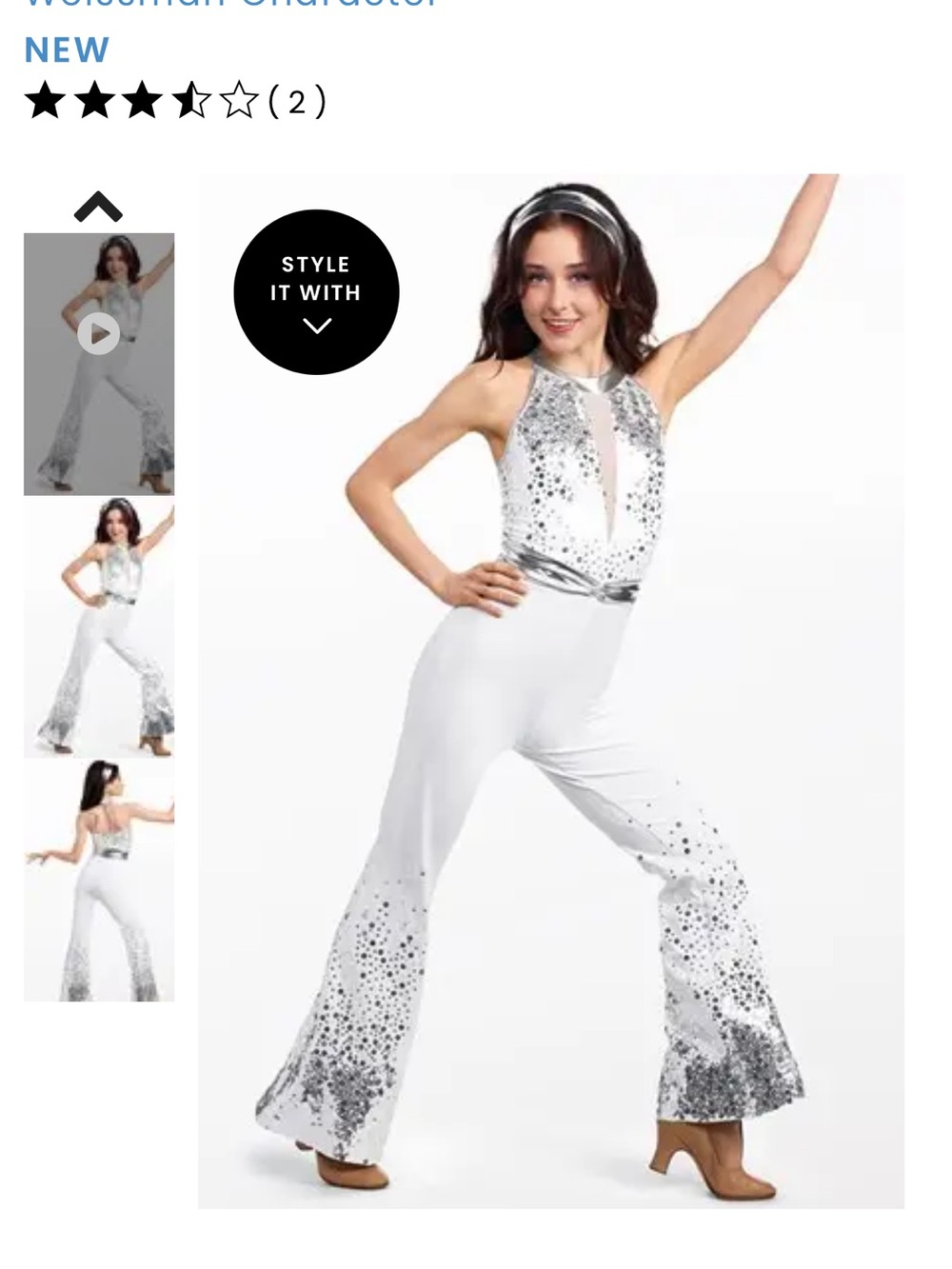 Weissman White and Silver Sequin Halter Jumpsuit
